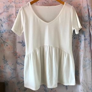 White Flowy Peplum Top